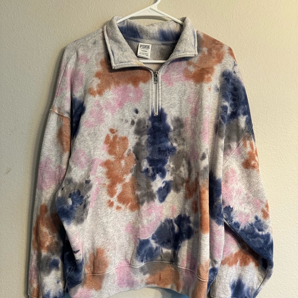 PINK Victorias Secret Vintage Tie-Dye Quarter-Zip Sweater